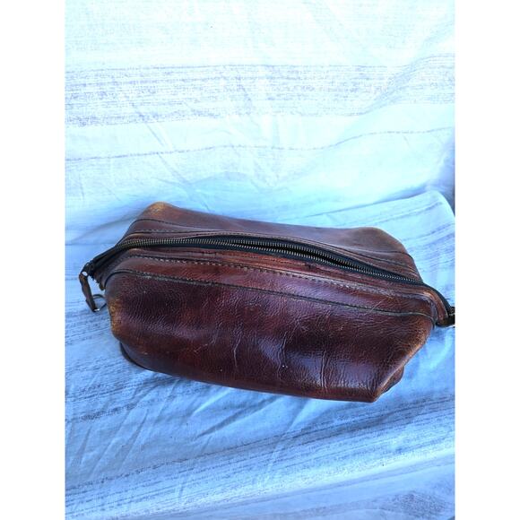 Vintage Bosca Utili-Kit Leather Travel Kit Bag Genuine Leather Brown - Picture 1 of 6